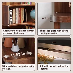 Solid Walnut <strong>Wood</strong> Detachable Design Bookshelf Organizer Large Open Bookcase Display <strong>Shelf</strong> Rack For Living Room &amp; Home Office - Product Image 3