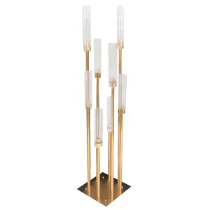 Candelabros de vidro dourado decoração, 8 / 10 braços