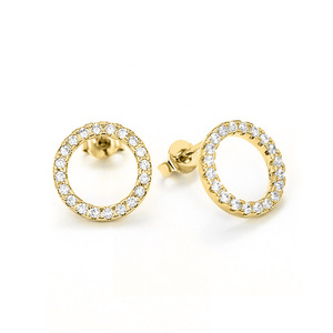 Orecchini in Oro Giallo con Diamanti Taglio Brillante Rotondo Colore G Naturale Stile Classico da Donna per Uso Quotidiano - Product Image 1