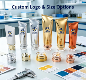 Tubes cosmétiques en aluminium et plastique avec bouchon à vis, design ovale pour l'emballage de crème et de gel - Product Image 2