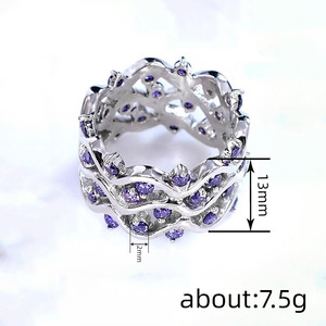 Anello con linea ondulata viola per donna, elegante e romantico gioiello da dito - Product Image 4