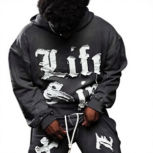 Sweat-shirt à capuche zippé bleu pour homme Rise, coupe classique, streetwear, design appliqué, logo frontal, polaire polyester, automne, ODM - Product Image 3