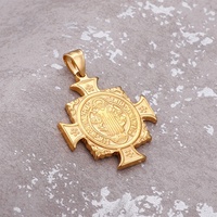 Pendentif religieux Saint Benoît MECYLIFE, pendentif Sentia Mvniamvr, pendentif religieux catholique en acier inoxydable