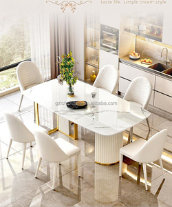 Table à <span class=keywords><strong>manger</strong></span> moderne en pierre frittée blanche de luxe, très populaire, avec 8 chaises <span class=keywords><strong>pour</strong></span> salles à <span class=keywords><strong>manger</strong></span> familiales et cuisines - Product Image 4