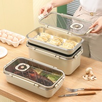 Boîte de rangement en acier inoxydable 304 de grande capacité avec couvercle, boîte à pain hermétique, boîte de réfrigération pour la cuisson maison