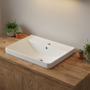 Lavabo en céramique blanche de luxe, 24 pouces, en <span class=keywords><strong>granit</strong></span>, design rectangulaire moderne pour hôtels - Product Image 2