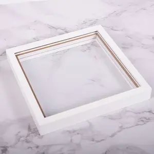 Kotak Shadow dekorasi bingkai gambar putih efek 3d kedalaman 8x8 10x10 inci kustom grosir