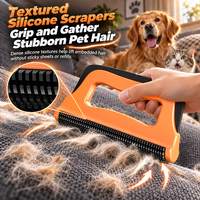 Grattoir en silicone noir pour enlever les poils d'animaux, grattoir à dents de scie pour nettoyer la fourrure des canapés, des tapis et des voitures