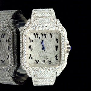 Reloj de Acero Inoxidable con Cristal de Diamante Moissanite, Estilo Hip Hop, con Micropavé y Personalización - Product Image 1