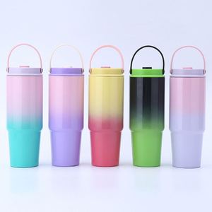 40oz Eco Friendly Custom Logo Insulated Vacuum Water <b>Bottle</b> Stainless <b>Steel</b> Double Walled Gradient Color Tumbler With Straw - Product Image 6