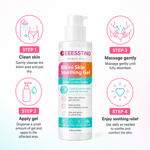 Gel apaisant de haute qualité à formule douce pour les soins quotidiens après l'épilation, hydratant la peau endommagée, zones intimes, peau du bikini - Product Image 4