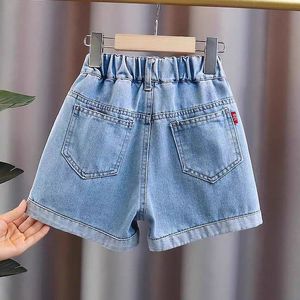 Nuovi <span class=keywords><strong>Shorts</strong></span> in Denim con Motivo a Cuore per Bambine, Estivi, Ecologici, con Vita Media Elasticizzata, Casual - Product Image 2