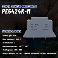 Transformateur à montage sur circuit imprimé scellé à l'époxy YHDC PE5424K-M 20VA 110/220/230/380V AC 50/60Hz Isolation de classe B Faible bruit CE/RoHS