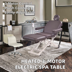 Table de massage hydraulique électrique chauffante et réglable avec 3 moteurs - Couleur violette - Mobilier de salon commercial - Product Image 2
