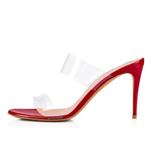 Women's Clear <b>PVC</b> Heeled Sandals Open Toe Stiletto Mule Summer Party <b>Dress</b> Shoes - Product Image 1