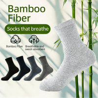 5 paires de chaussettes en coton de bambou en boîte, non toxiques, de haute qualité, vente en gros, personnalisées, chaudes, absorbant la transpiration, chaussettes en bambou pour hommes
