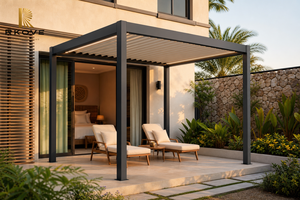 Pérgola Moderna de Aluminio RKOVE RK-C1 con Techo de Láminas, Gazebo, Pabellón, Toldo para Patio Exterior, Veranda, Protección Solar para Jardín de Villa - Product Image 6