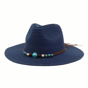 หมวกสานปีกกว้างสำหรับฤดูใบไม้ผลิและฤดูร้อน ป้องกันแสงแดด เหมาะสำหรับชายหาด ท่องเที่ยว แฟชั่นลำลอง - Product Image 2