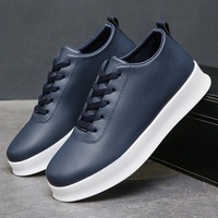 Chaussures de sport décontractées légères pour hommes en cuir PU, style polyvalent, basses, noires, antidérapantes, printemps été automne