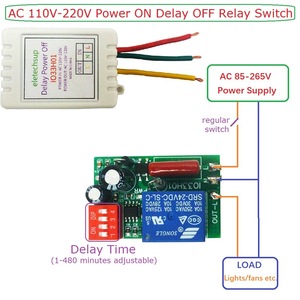 AC 110V 220V Interruptor de relé de <span class=keywords><strong>retardo</strong></span> de encendido AC 220V 7A Salida de voltaje Max 180Min Temporizador Controlador de <span class=keywords><strong>retardo</strong></span> de desconexión ajustable - Product Image 1