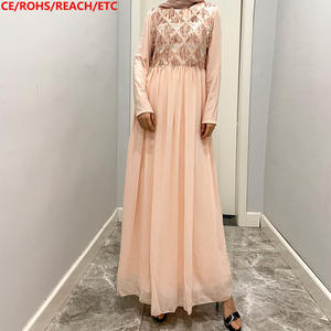 mousseline de soie Sequin poitrine à manches longues Botton couches transparentes femmes musulmanes élégant été printemps Abaya - Product Image 1