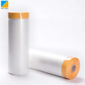 Pre Taped Painter Pintura Vinil Plastic Film Decoração Light Weight HDPE Speedy Masking Film Com Rolo De Fita para Carro