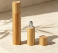Botol Minyak Esensial Ramah Lingkungan 3ml 5ml 10ml Roll on Botol Kaca dengan Roller Bambu Tutup Bambu Botol Roller untuk Parfum