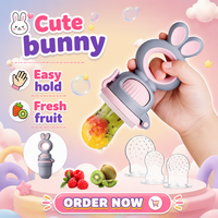 Vente en gros d'alimentateurs pour bébés en silicone de qualité alimentaire sans BPA avec poignée, motif animal, logo personnalisé OEM ODM