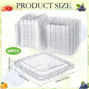 กล่องพลาสติกแบบฝาพับสำหรับบรรจุภัณฑ์ขายส่ง กล่องพลาสติก PET แบบใช้แล้วทิ้งสำหรับใส่ผลไม้ เช่น มะเขือเทศ เชอร์รี่ บลูเบอร์รี่ พร้อมรูระบายอากาศ - Product Image 2