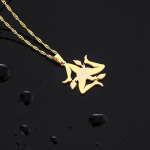 Nuevo collar con colgante de <span class=keywords><strong>bandera</strong></span> de Italia y <span class=keywords><strong>Sicilia</strong></span> para mujeres y hombres, dorado y plateado Color, acero inoxidable, joyería italiana <span class=keywords><strong>Sicilia</strong></span>, regalos patrióticos - Product Image 3