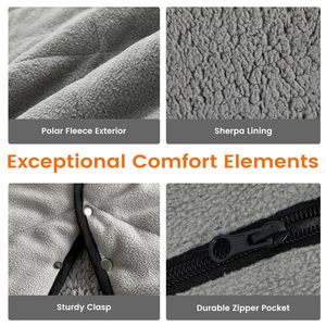 Electric Heated Blanket Battery Powered Adjustable <b>Thermostat</b> Touch <b>Control</b> Fast Heating White Fleece For Home Office Use - Product Image 5