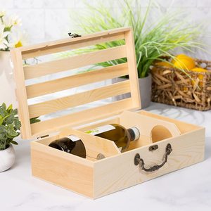 Scatola regalo <span class=keywords><strong>di</strong></span> vino in <span class=keywords><strong>legno</strong></span> naturale 2-portabottiglie portaoggetti per regali <span class=keywords><strong>di</strong></span> nozze unici fai da te progetti artigianali fatti a mano scatola <span class=keywords><strong>di</strong></span> <span class=keywords><strong>legno</strong></span> - Product Image 4