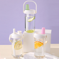 LOGO d'impression personnalisée bon marché 500 750 ml réutilisable en plastique Transparent bulle lait thé eau potable bouteille tasses avec poignée
