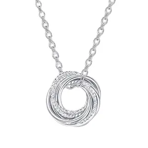 Подарки на день рождения S925 серебро 50th юбилей, дружба шарм ожерелье с круглой подвеской ожерелья для женщин