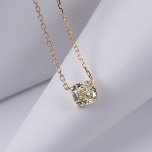 Collier de luxe en diamant de laboratoire de taille coussin 1,5 CT D VS1, chaîne 18K, bijoux fins personnalisés MSN-667 - Product Image 2