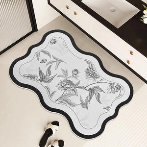 Tapis de bain floral de style américain, blanc, en forme d'alien, en terre de diatomée, absorbant, séchage rapide, antidérapant, facile à nettoyer - Product Image 5