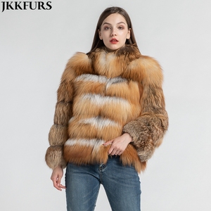 Jancoco giacca invernale in <span class=keywords><strong>pelliccia</strong></span> calda spessa <span class=keywords><strong>cappotto</strong></span> in vera <span class=keywords><strong>pelliccia</strong></span> di volpe rossa per donna - Product Image 5