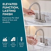 Robinet de lavabo de salle de bain en acier inoxydable, mitigeur chaud/froid 1,2 GPM, sans plomb, fourniture pour projets OEM/ODM d'usine