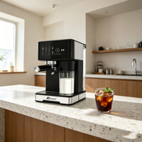 Anbolife - Cafetera Espresso Eléctrica Semiautomática de 20 Bares, de Acero Inoxidable, con Molinillo Incorporado, Programable Táctil, para Hotel, Estilo Francés