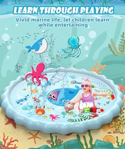 Alberca de Agua Inflable de PVC con Diseño Oceánico de 102.3 Pulgadas para Niños, Juegos Acuáticos de Verano para el Patio Trasero - Product Image 5