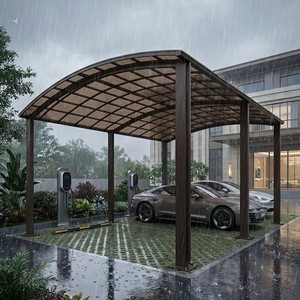 <span class=keywords><strong>Carport</strong></span> moderne en aluminium <span class=keywords><strong>double</strong></span>, résistant au vent et à la pluie, avec finition grain de <span class=keywords><strong>bois</strong></span> traité thermiquement, pour maison et villa - Product Image 5