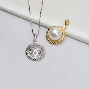 S925 Silver DIY Female Necklace Semi-Finished Jewelry Accessory with Base Concealer <b>Head</b>-<b>Covering</b> Pendant and Pearl Pendant - Product Image 3
