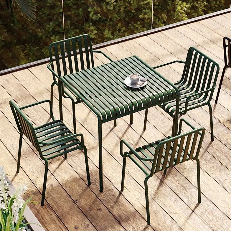 Rahat açık bahçe plastik ahşap masa ve sandalye yeni tasarım açık restoran mobilya seti açık masa ve sandalye
