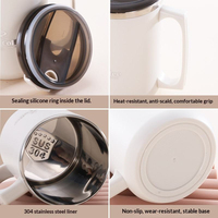 Mug de luxe en acier inoxydable 304 avec couvercle, isolé, résistant aux chutes, 350 ml, grand format, pour usage domestique, café, thé, lait de soja, design minimaliste et élégant