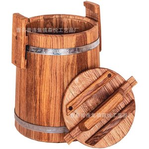 Wooden Cask Timber Barrel With Metal Bands For Food Storage Water <b>Beer</b> Oil Beverage Packaging - Product Image 3