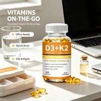 Capsules de vitamine D3 K2 personnalisées OEM avec huile de noix de coco, complément alimentaire pour soutenir la santé immunitaire