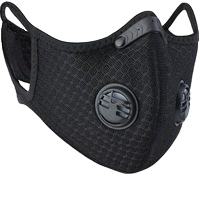 Masker Wajah jaring Neoprene hitam uniseks, dapat digunakan kembali anti-debu berongga dengan katup Filter udara luar ruangan bersepeda ski untuk pemandangan pantai - Product Image 6