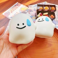 Jouet Squishy en PU souple Ghost Squishy, jouet à presser anti-stress pour adultes, visage mignon d'Halloween, pour soulager et libérer l'émotion