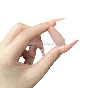 Faux ongles en forme de cercueil moyen, pression sur les ongles, couverture complète de haute qualité, capsule pour ongles, gel x, pointes colorées, Look d'automne quotidien - Product Image 4