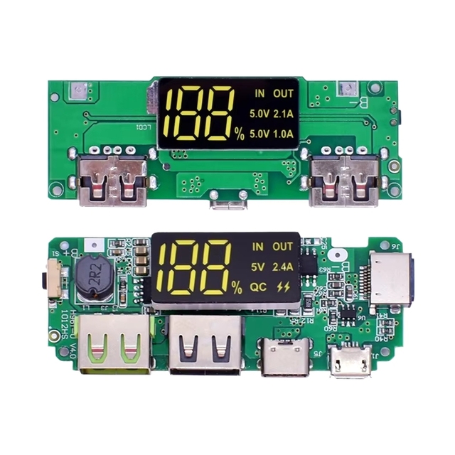 18650 Lithium Battery Digital Display Charging Module 5V 2.4A 2A 1A Dual USB Output with Booster